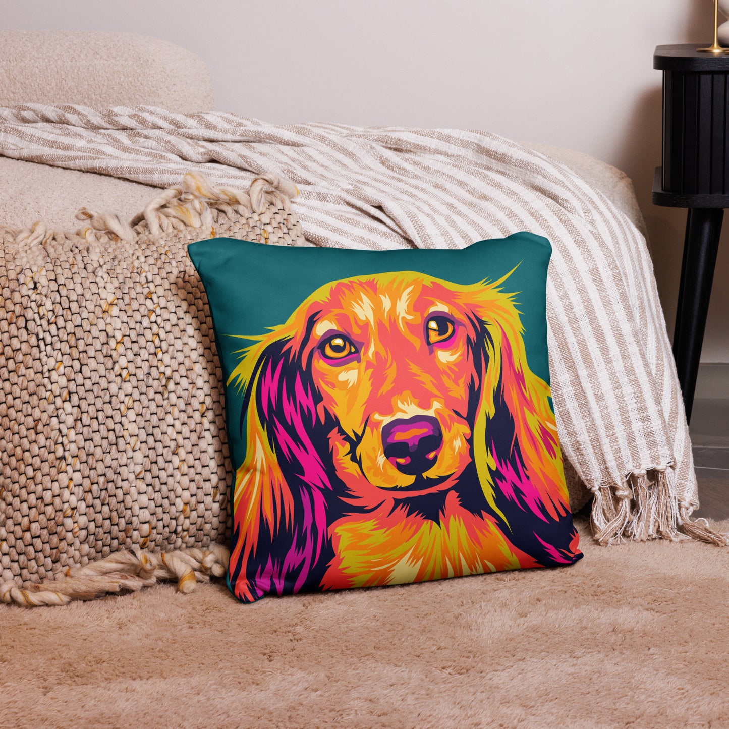 Pitkäkarvainen mäyräkoira Koristetyynynpäällinen, Pop Art