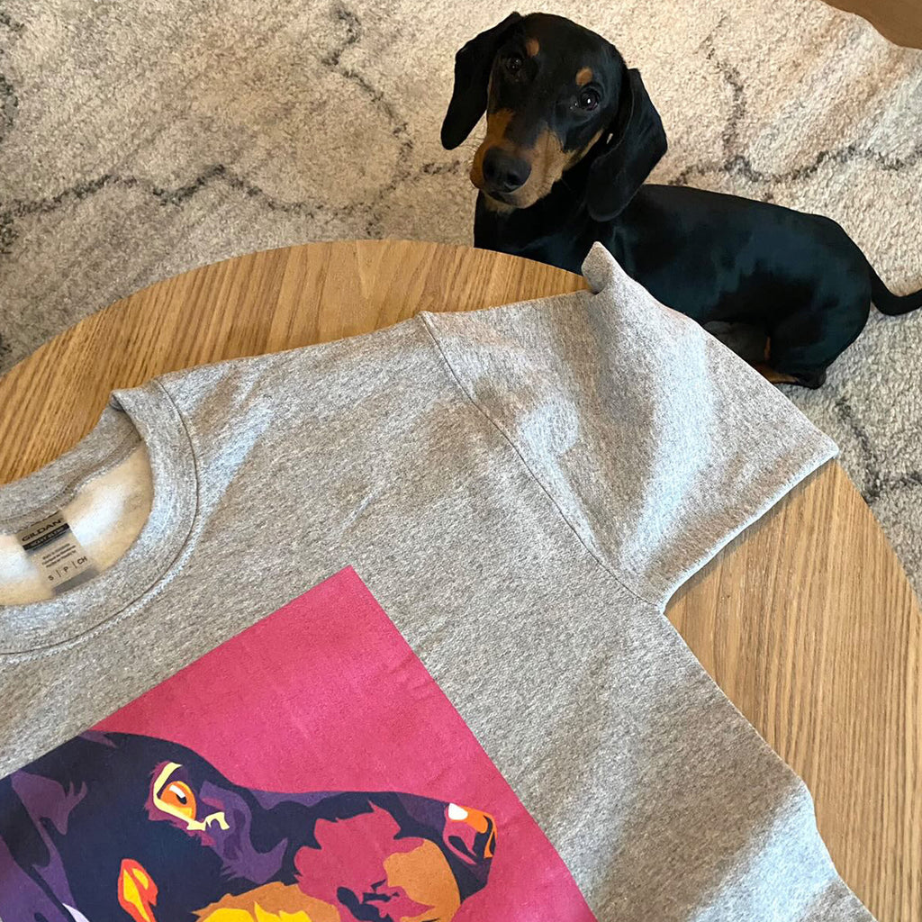 Mäyräkoira sivuprofiili Collegepaita, Pop Art