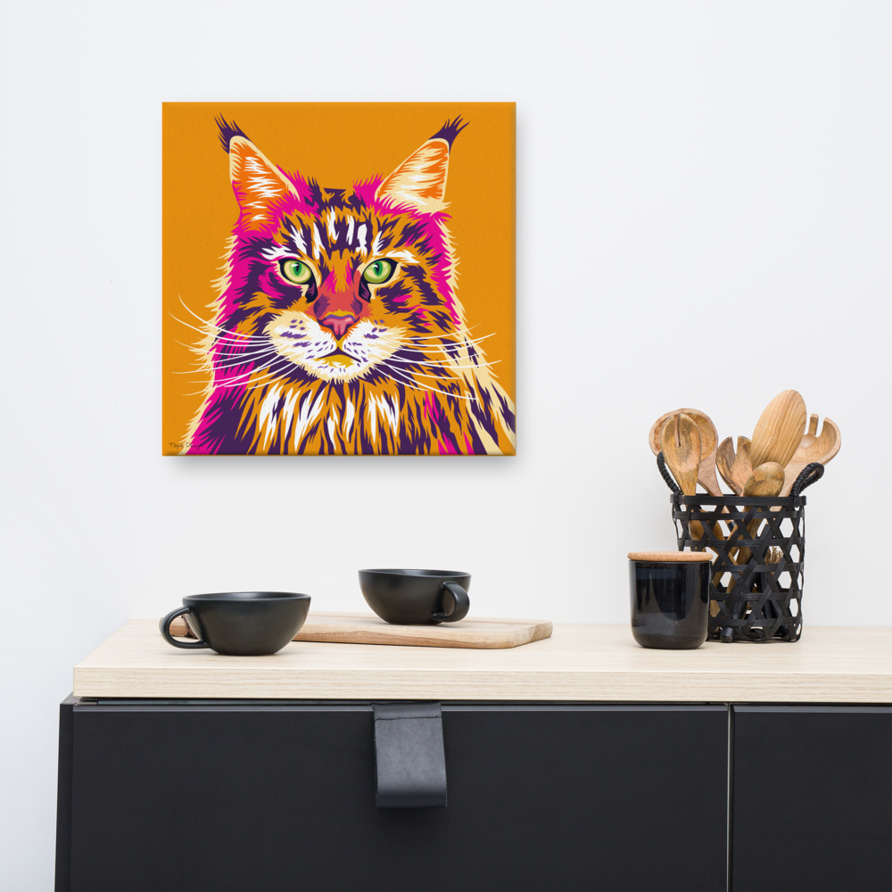 Maine Coon kissa Canvas-juliste, Pop Art