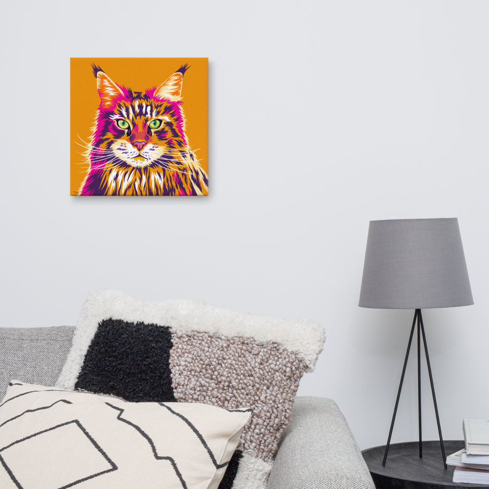 Maine Coon kissa Canvas-juliste, Pop Art