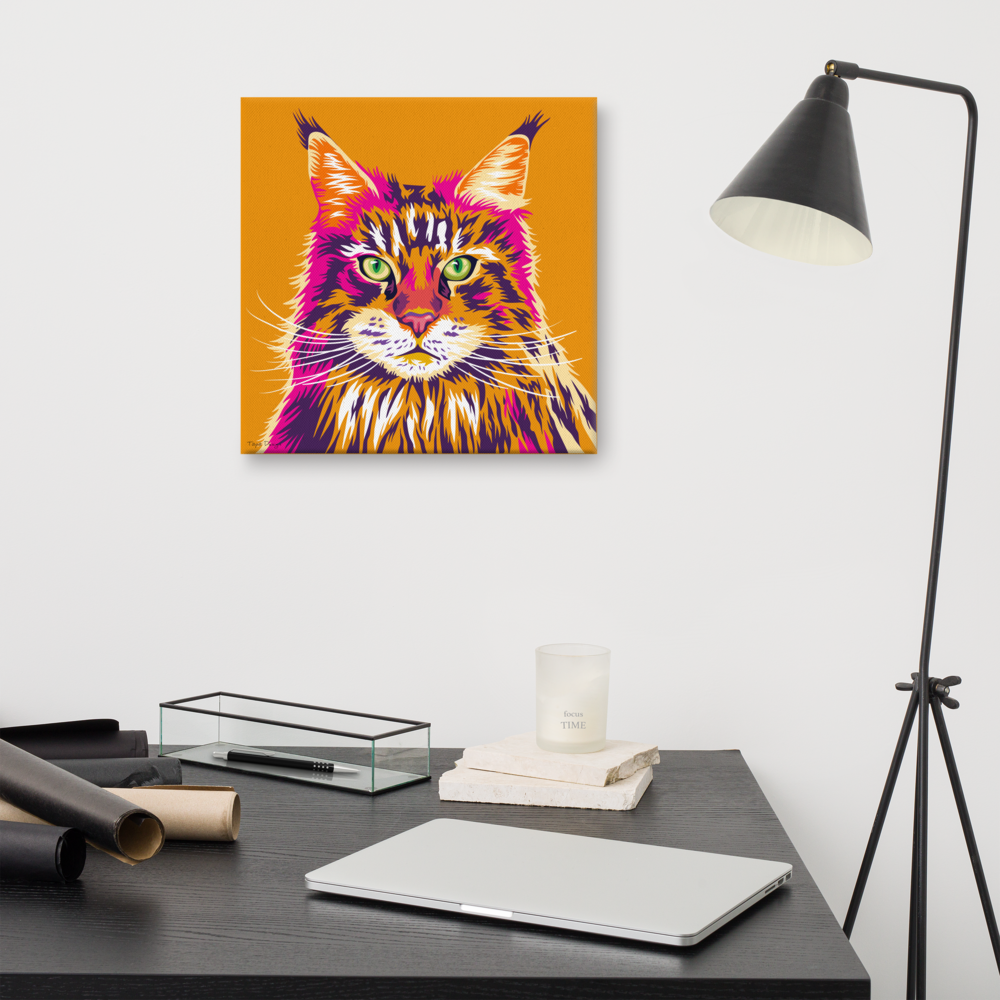 Maine Coon kissa Canvas-juliste, Pop Art