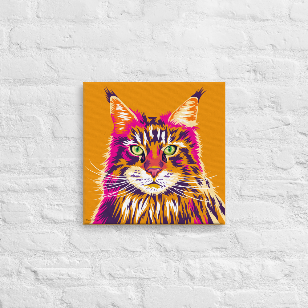 Maine Coon kissa Canvas-juliste, Pop Art