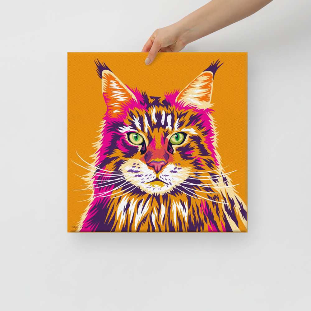 Maine Coon kissa Canvas-juliste, Pop Art