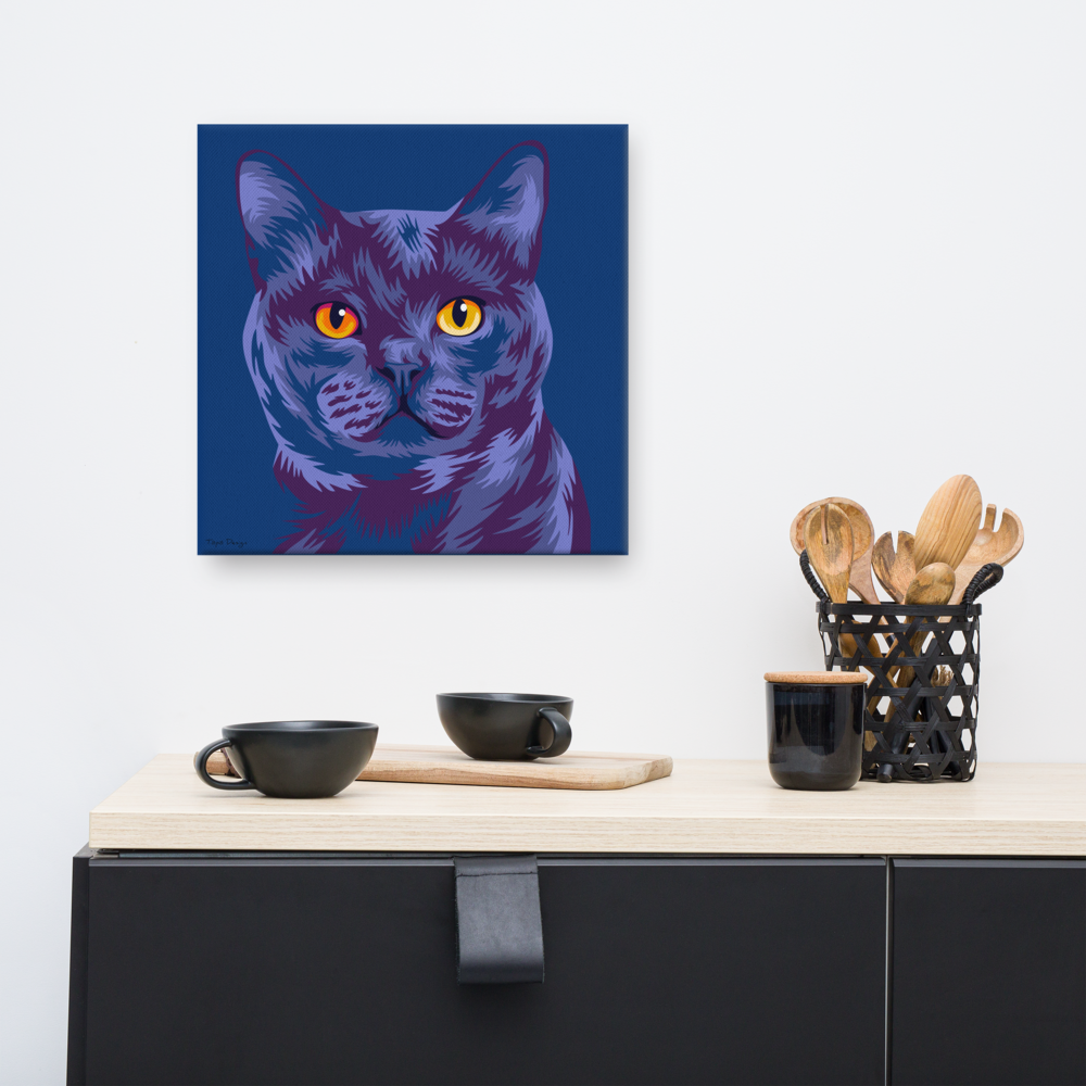 Kartusiaani kissa Canvas-taulu, Pop Art
