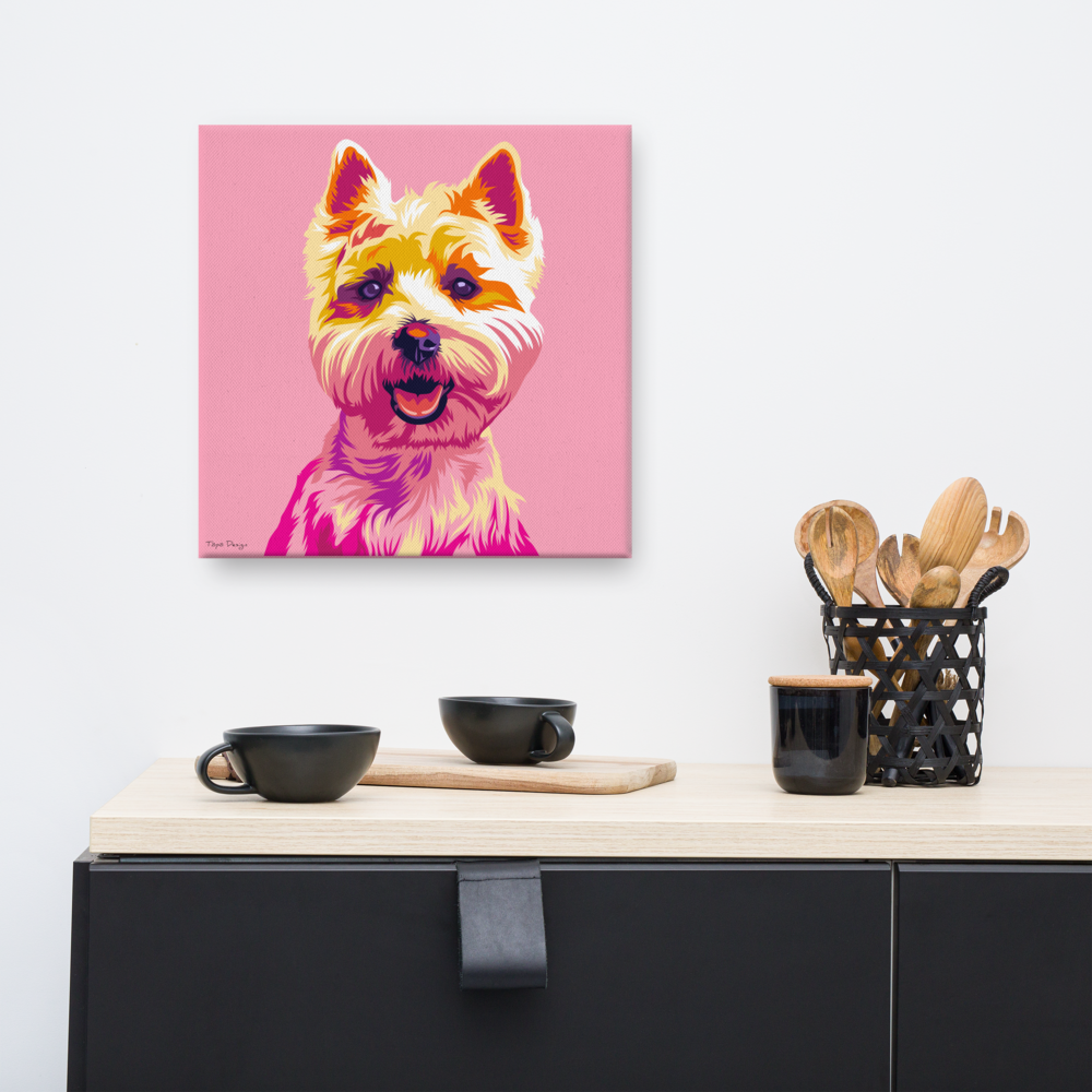 Valkoinen länsiylämaanterrieri Canvas-taulu, Pop Art