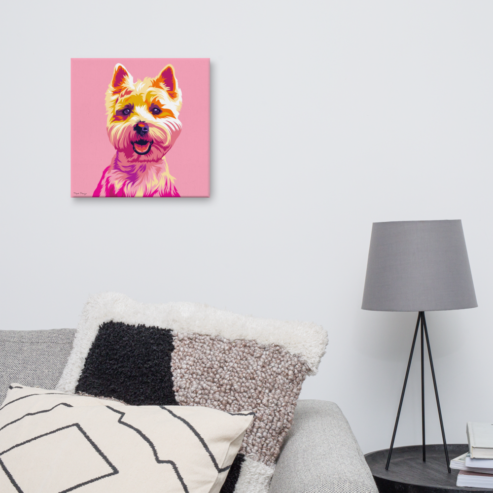 Valkoinen länsiylämaanterrieri Canvas-taulu, Pop Art