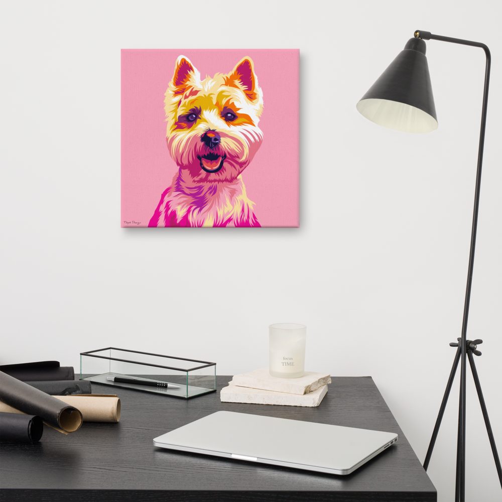 Valkoinen länsiylämaanterrieri Canvas-taulu, Pop Art