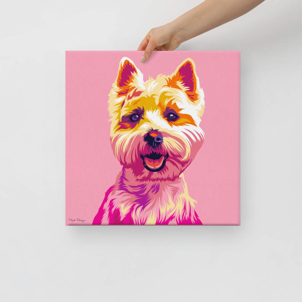 Valkoinen länsiylämaanterrieri Canvas-taulu, Pop Art