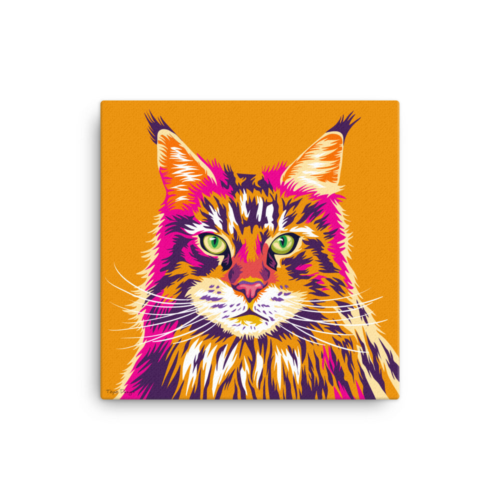 Maine Coon kissa Canvas-juliste, Pop Art