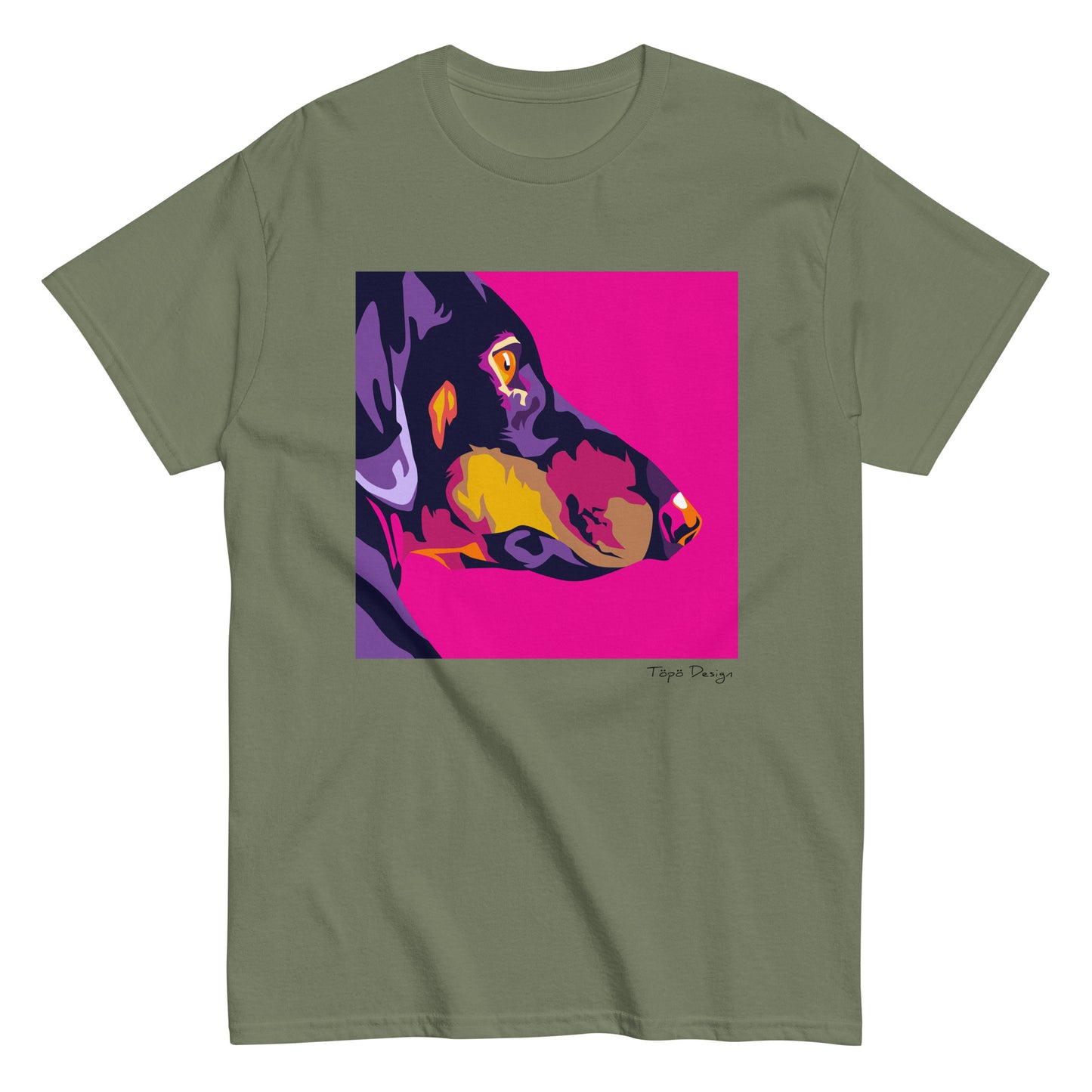 Mäyräkoira sivuprofiili T-paita, Pop Art