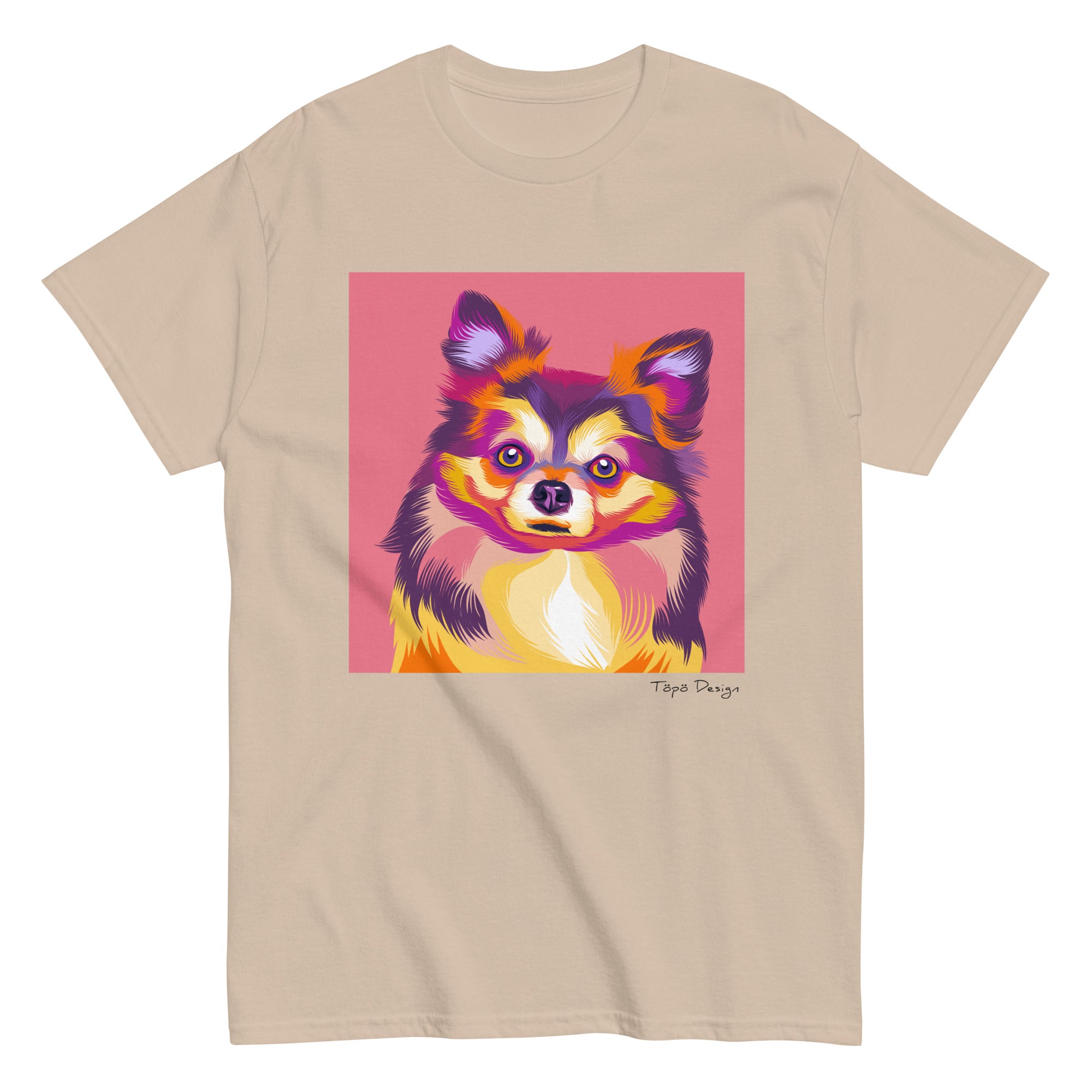 Pitkäkarvainen chihuahua T-paita, Pop Art