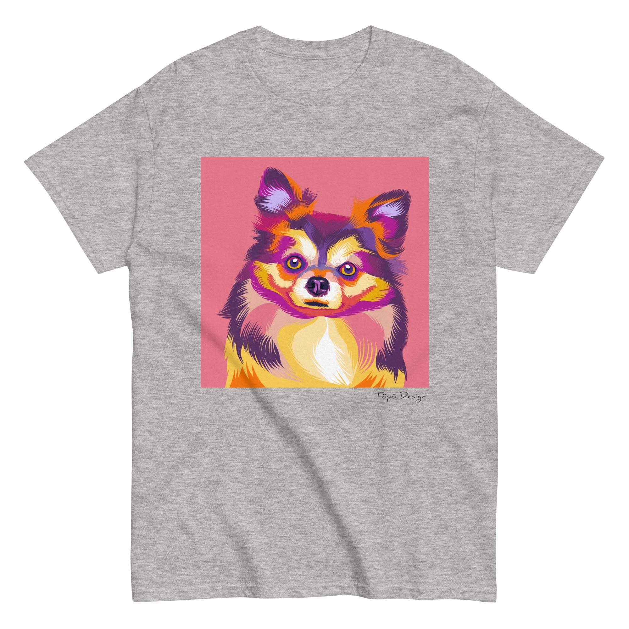 Pitkäkarvainen chihuahua T-paita, Pop Art