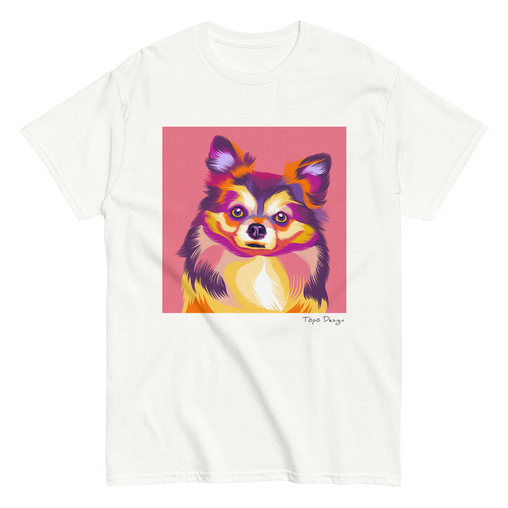 Pitkäkarvainen chihuahua T-paita, Pop Art