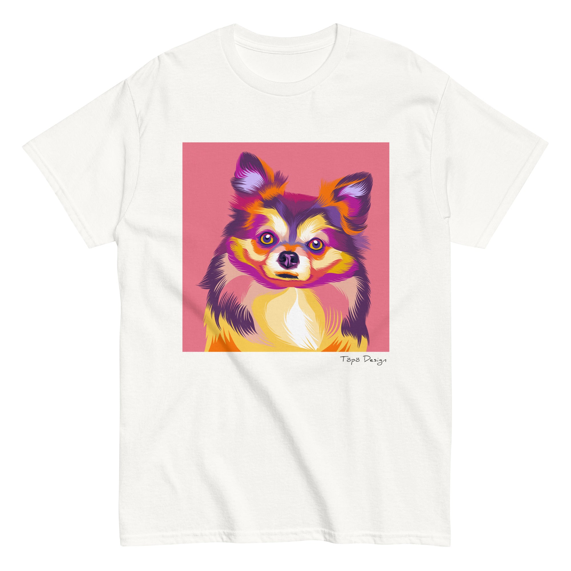 Pitkäkarvainen chihuahua T-paita, Pop Art