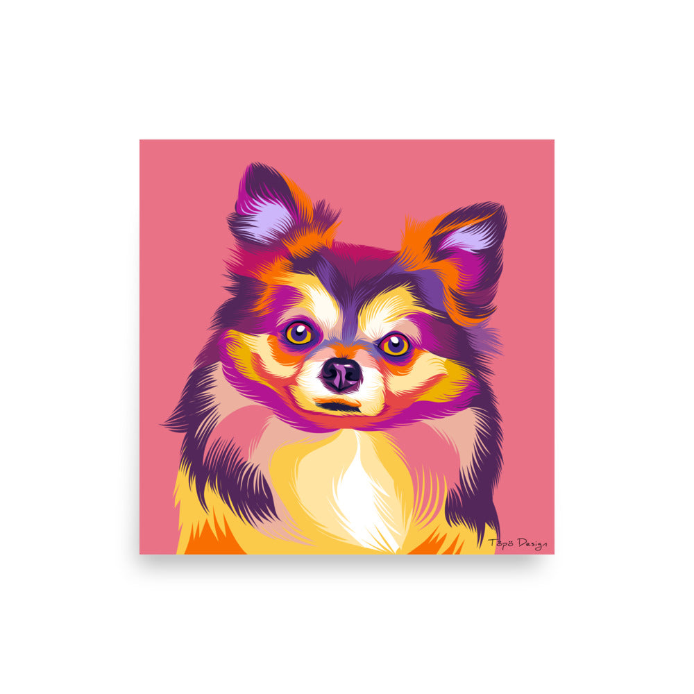 Pitkäkarvainen Chihuahua Juliste, Pop Art