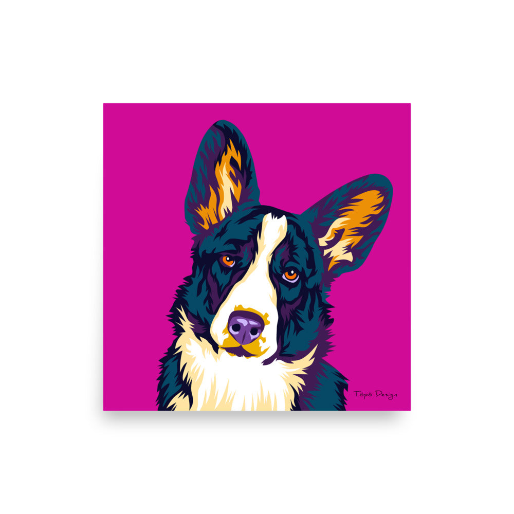Welsh corgi cardigan Juliste, Pop Art