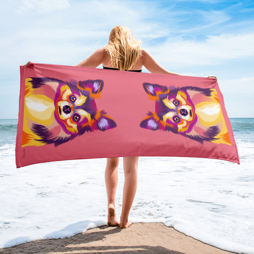 Pitkäkarvainen chihuahua Kylpypyyhe, Pop Art