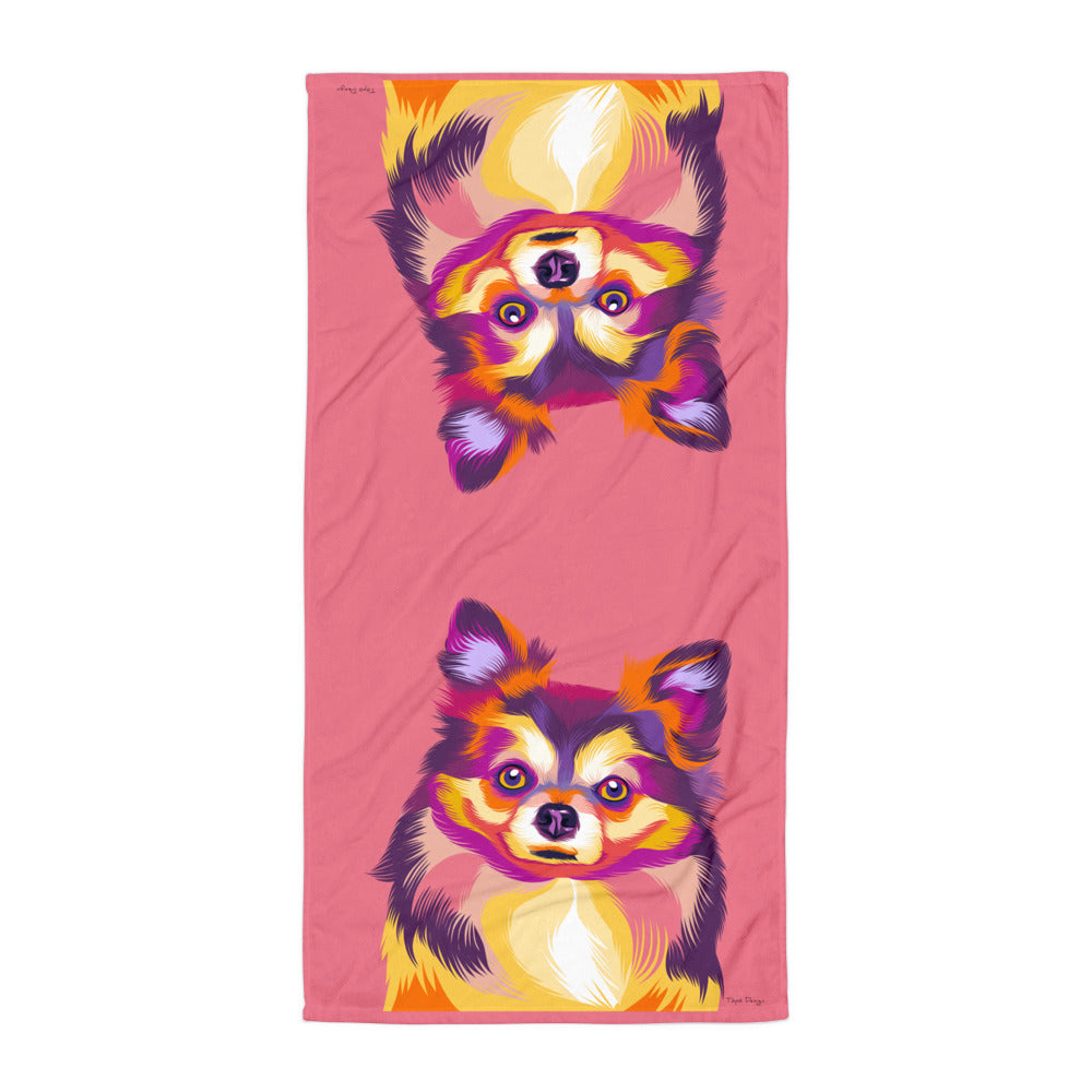 Pitkäkarvainen chihuahua Kylpypyyhe, Pop Art