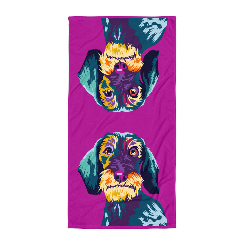 Karkeakarvainen mäyräkoira Kylpypyyhe, Pop Art