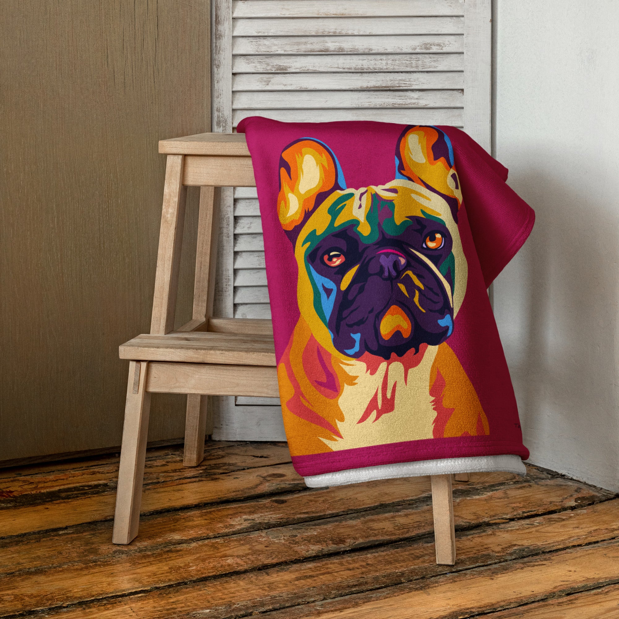 Ranskanbulldoggi Kylpypyyhe, Pop Art