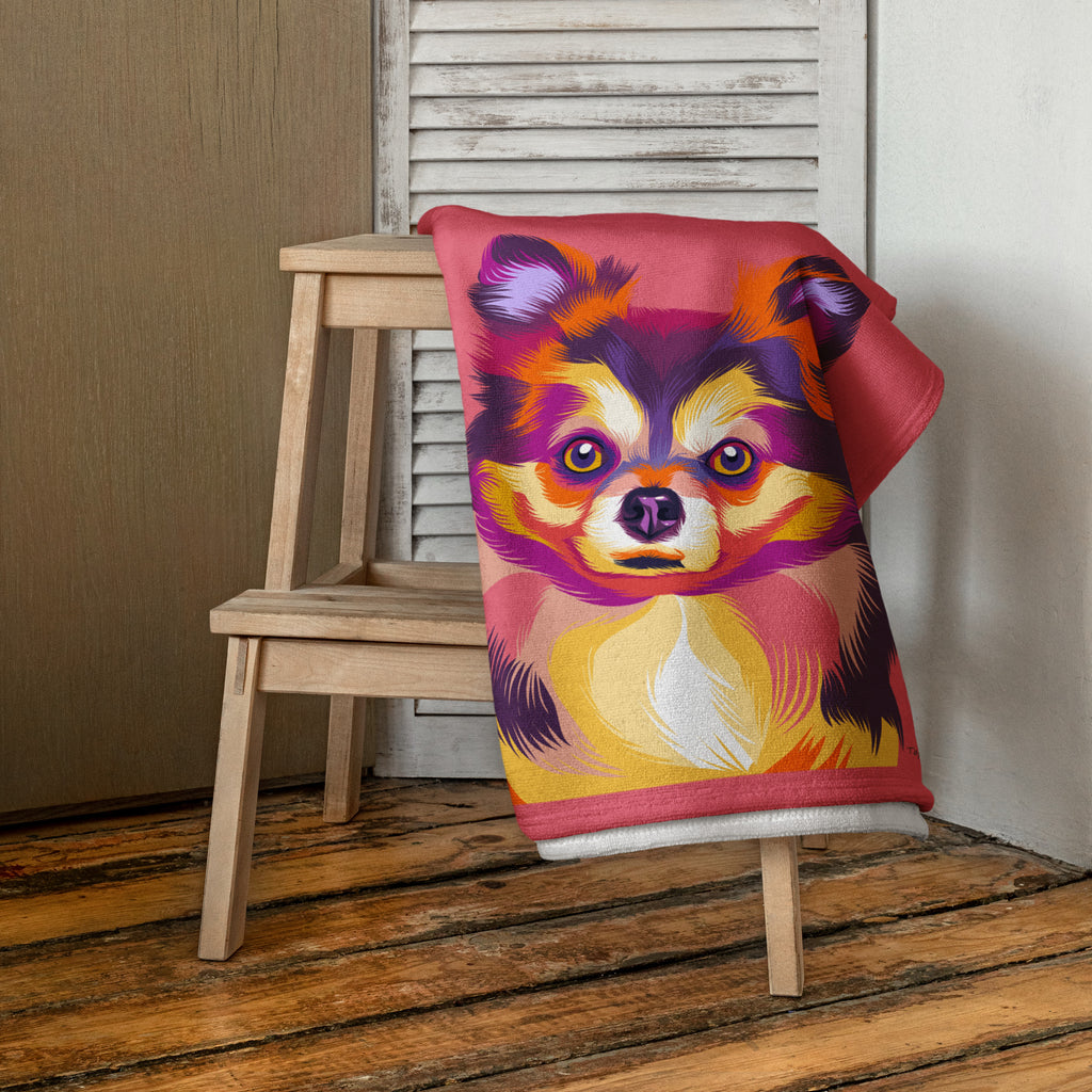 Pitkäkarvainen chihuahua Kylpypyyhe, Pop Art