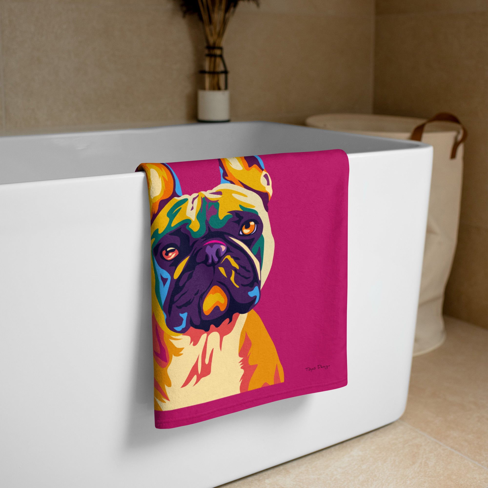 Ranskanbulldoggi Kylpypyyhe, Pop Art