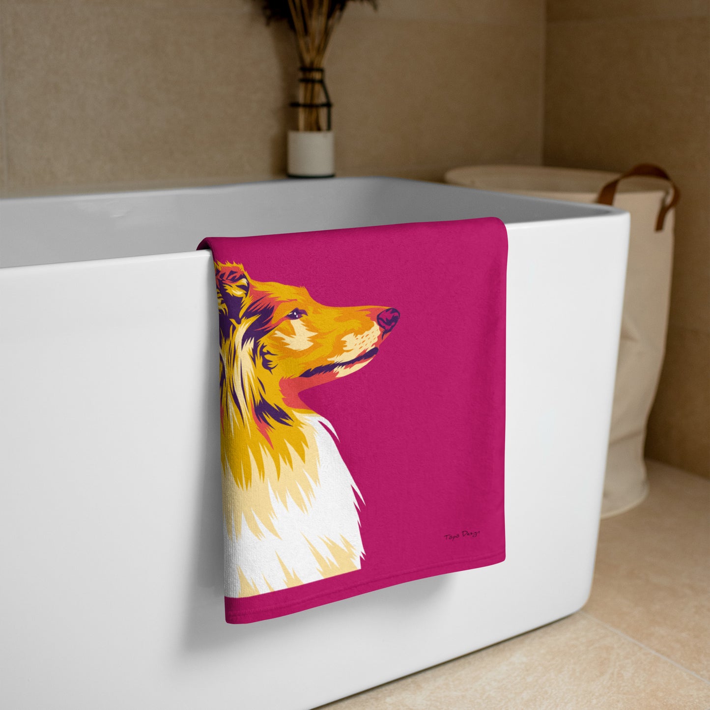 Collie sivuprofiili Kylpypyyhe, Pop Art