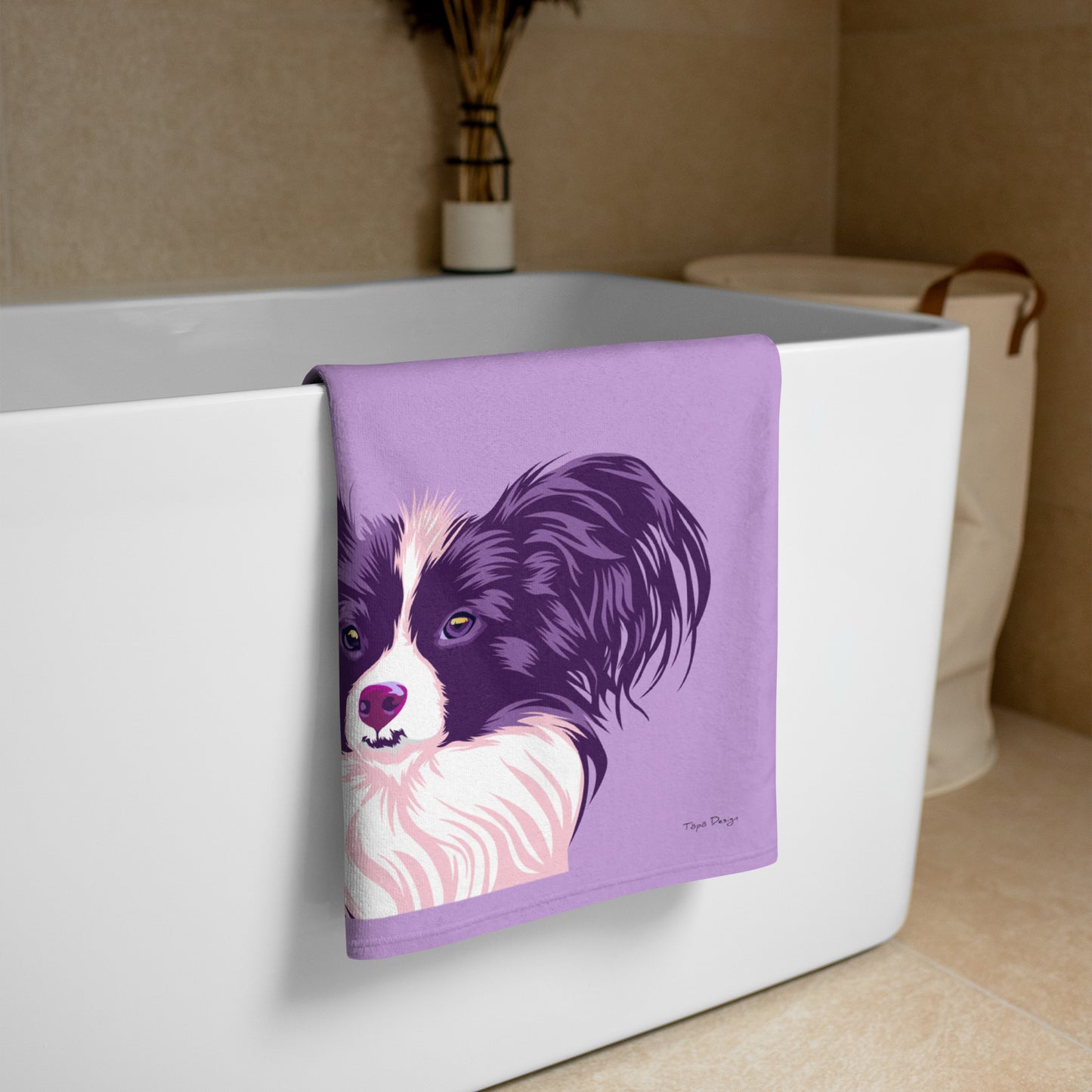 Papillon, perhoskoira Kylpypyyhe, Pop Art