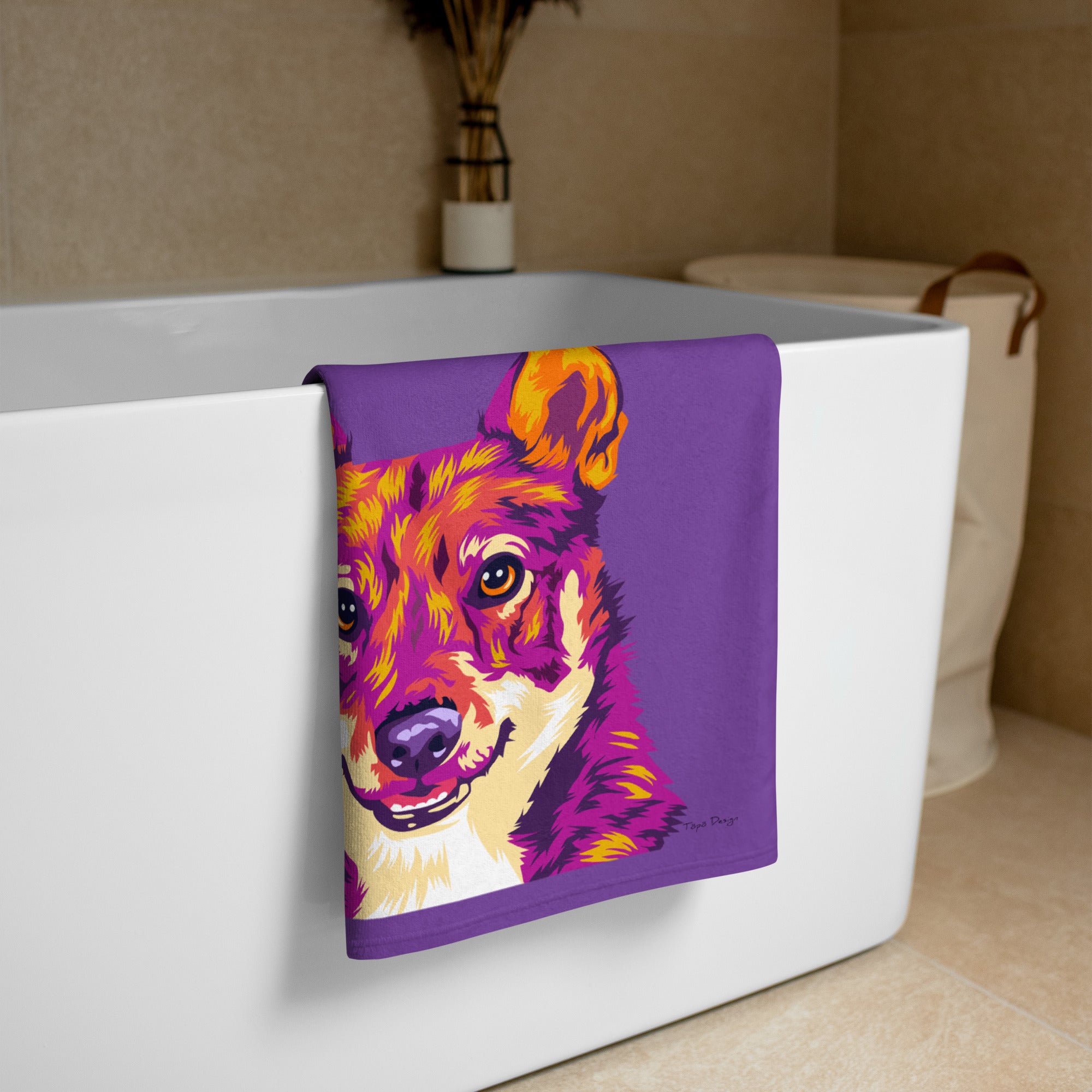 Länsigöötanmaanpystykorva Kylpypyyhe, Pop Art